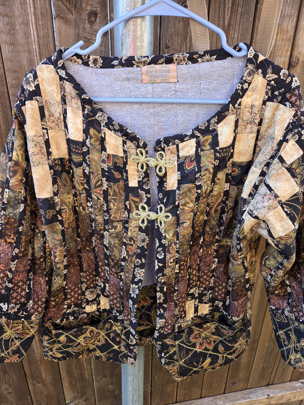 Women's Patchwork Tunic Jacket in Black and Brown